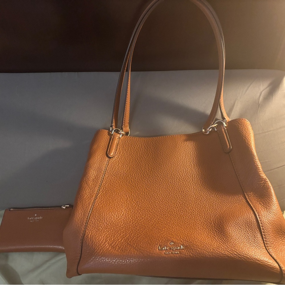 Kate Spade Tan Leather Shoulder Bag and Matching Wallet
